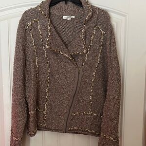 Coldwater Creek Brown Sequin Embellished Cropped Jacket